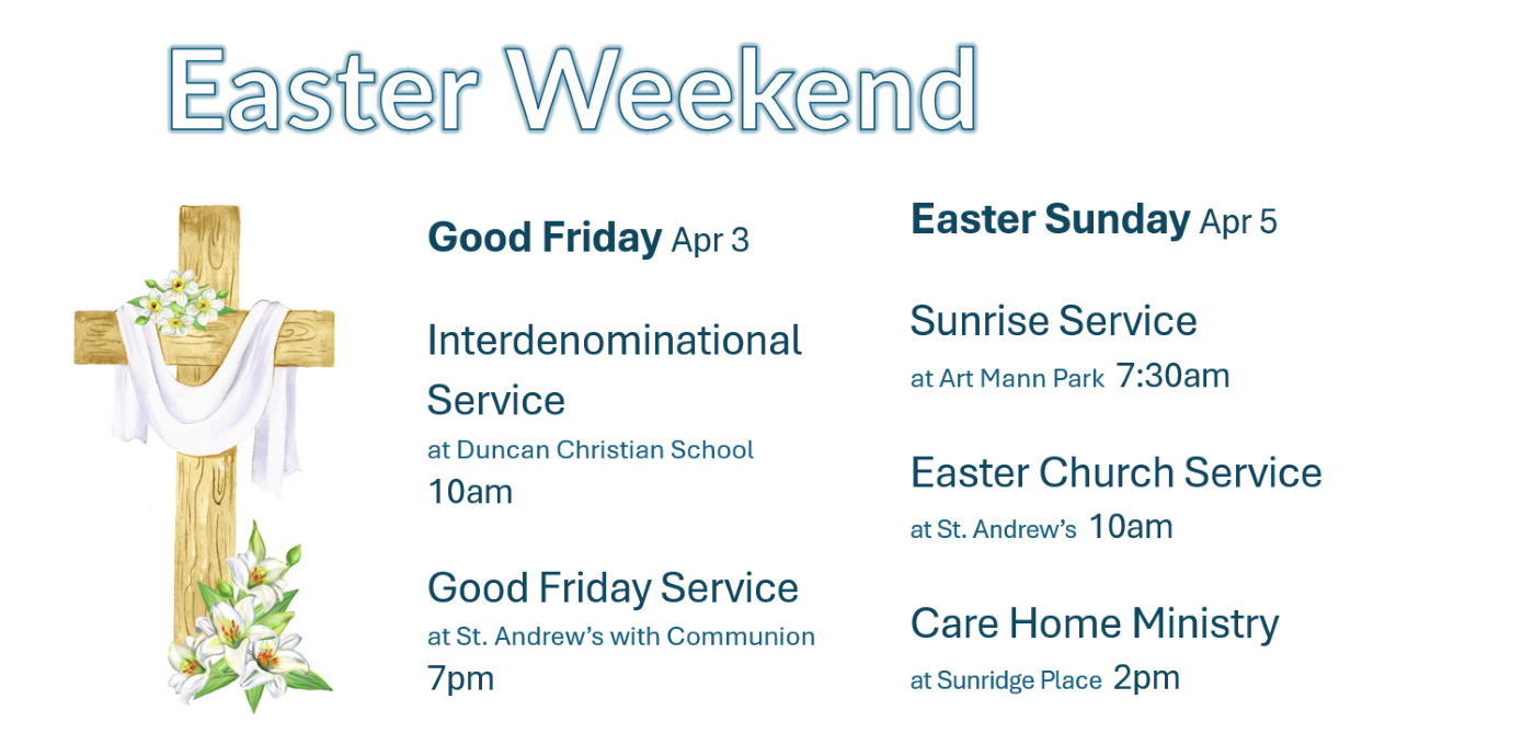 Service times for Easter 2026